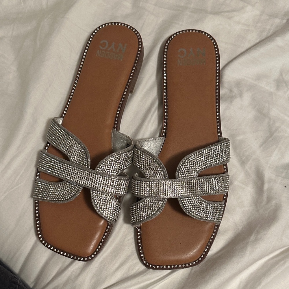 NYC Glam Silver Rhinestone Sandals